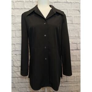 DiVita di Vita Jacket Black Overcoat Lightweight Size 8 Snap Closure P103